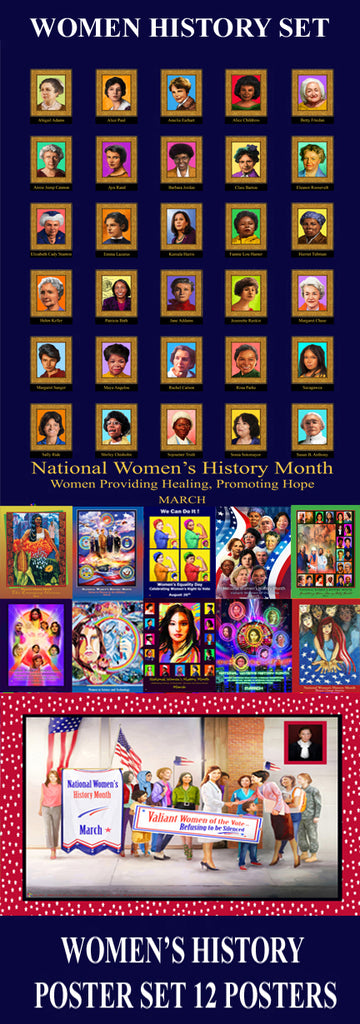 Item# WH14PS 12 Posters Update Women's History WH22, WH21, WH20, WH18, WH14, WH13, WH12, WH62, WH5, WM, WED14, WH7,