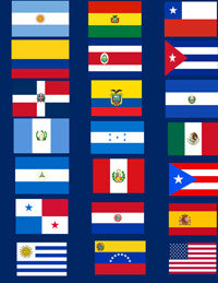 Hispanic American Economy Flag Set - 21 4x6 inches Flags NO STANDS $21.95 .. OM - DiversityStore.Com®