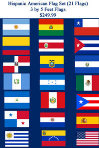 Hispanic American 3 by 5 Feet Flag Set - 21 Flags .. OM - DiversityStore.Com®