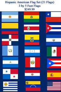 Hispanic American 3 by 5 Feet Flag Set - 21 Flags .. OM -  DiversityStore.Com®
