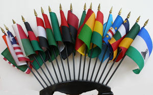 Item# AFSP1 African Flag Set of 17 Part 1 - 16 African Country Flags & 1 African American Flag .. OM - DiversityStore.Com®