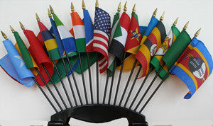 Item# AFSP2 African Flag Set of 17 Part 2 - 16 African Country Flags & 1 USA .. OM - DiversityStore.Com®