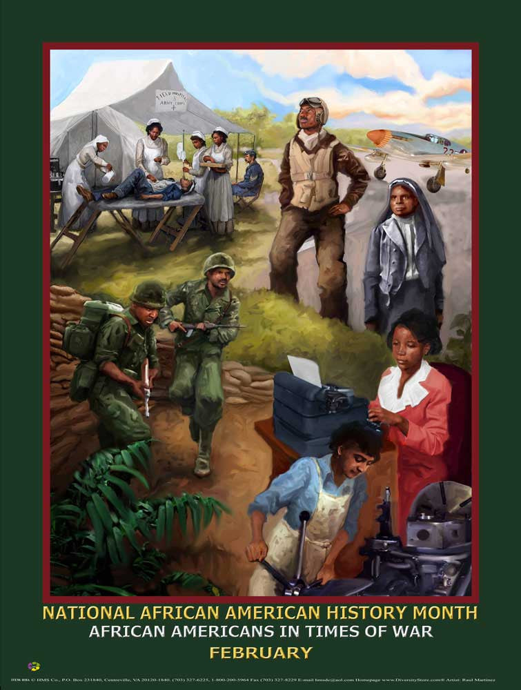 2018 Item# B18A (18x24") African American History Month African Americans in Times of War (GSA) - DiversityStore.Com®