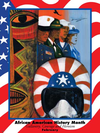 Item# B04M African American History Month Gallantry, Courage, & Heroism Poster .(GSA) - DiversityStore.Com®