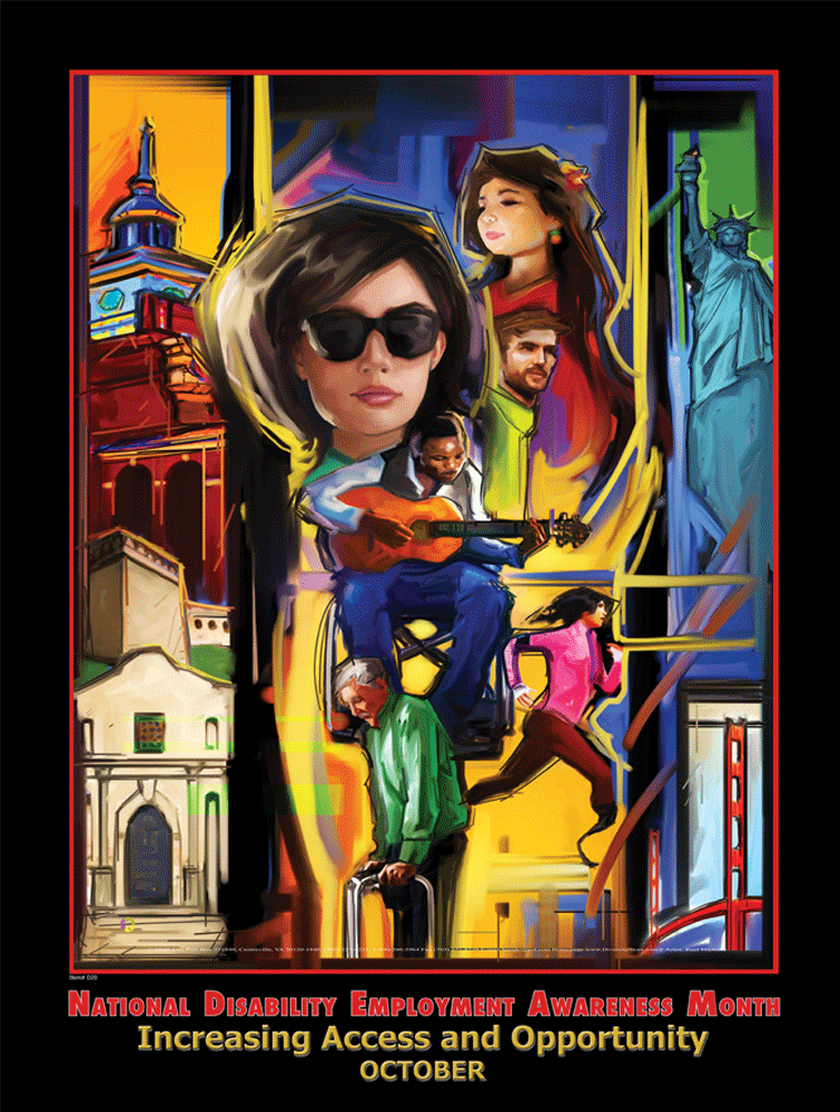 D2024X36 Large Custom Made 24X36 inch 2020 Disability Employment Awareness Month Poster.. Theme: Increasing Access and Opportunity.. OM - DiversityStore.Com®