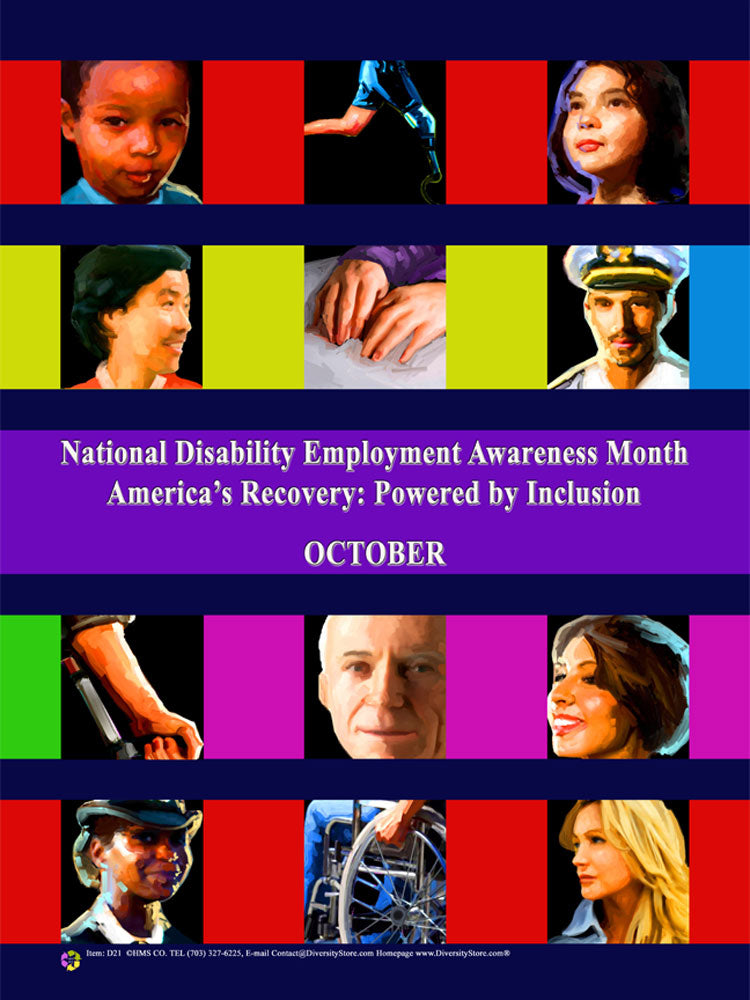 D2124X36 Large Custom Made 24X36 inch Disability Employment Awareness Month Poster.. Theme: America's Recovery: Powered by Inclusion