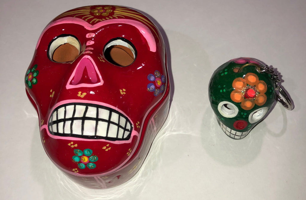 Item# CSET2 Ceramic SET2 2 PIECES DIA DE LOS MUERTOS BOX & KEY CHAIN