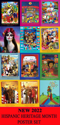 New 2022 Hispanic Heritage Month  Poster Set -  Item# HPS (Includes 12 Posters:)