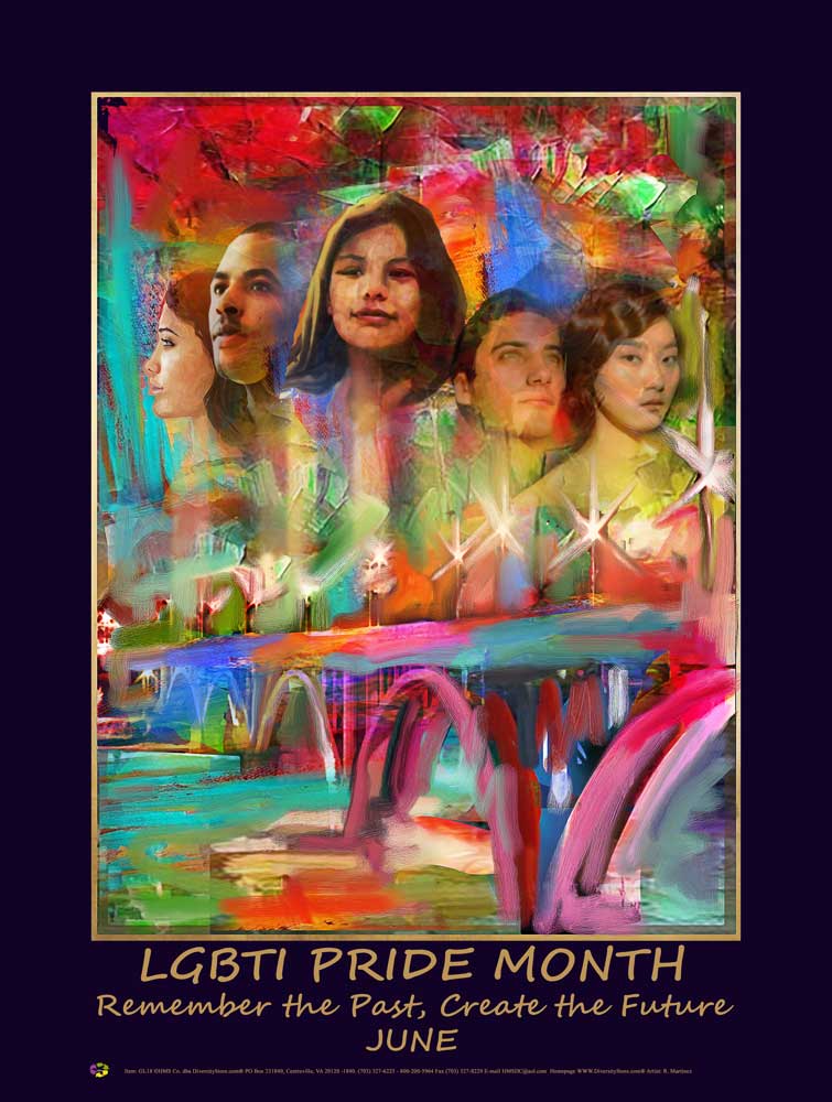Item# GL1824x36 Custom Made (24x36 inches $49.95) 2018 LGBTI Pride Month - Remember the Past, Create the Future - DiversityStore.Com®
