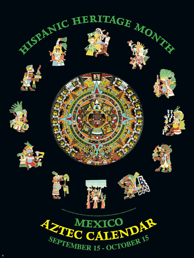 Item# HAZ Mexico - Hispanic Heritage Month Mexico Aztec Calendar Poster (GSA) - DiversityStore.Com®
