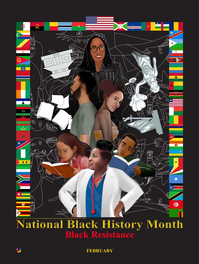 National Black History Month Item# B2324x36 (Custom Made size 24x36") Black Resistance