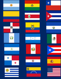 Hispanic American 12x18" Flag Set - 20 Hispanic and USA (no stands) -  DiversityStore.Com®