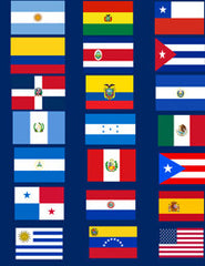 Hispanic American Magnet Flag Set - 21 Flag Magnets .. OM