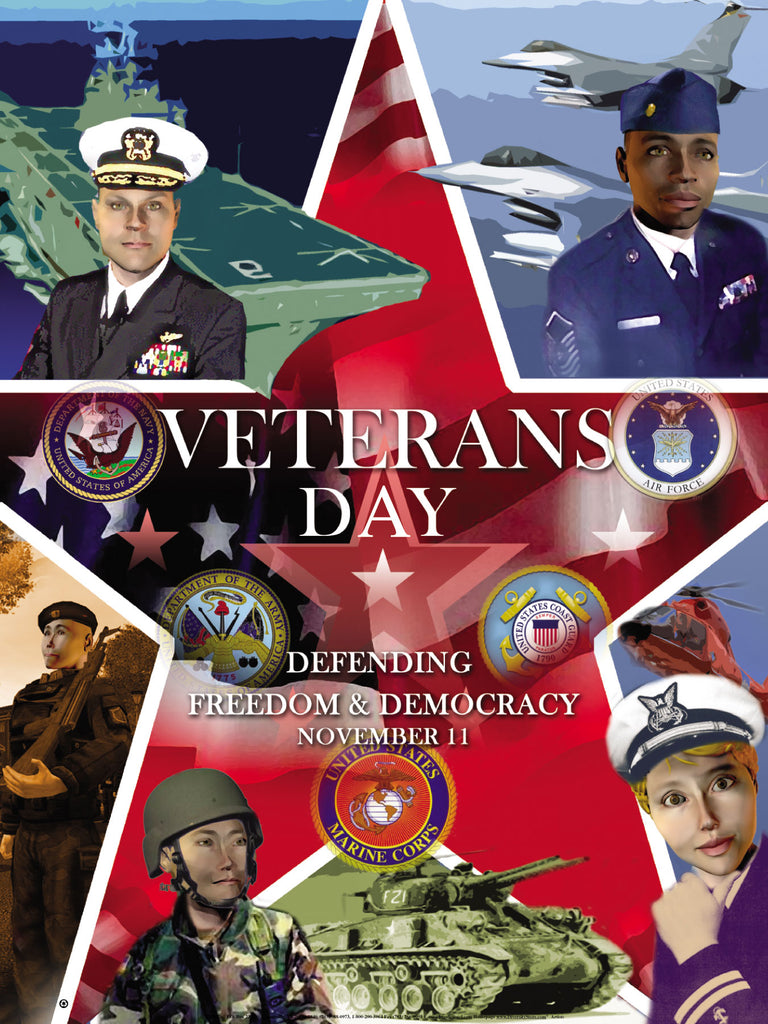 Veterans Day Poster. US Military Armed Forces Soldier In