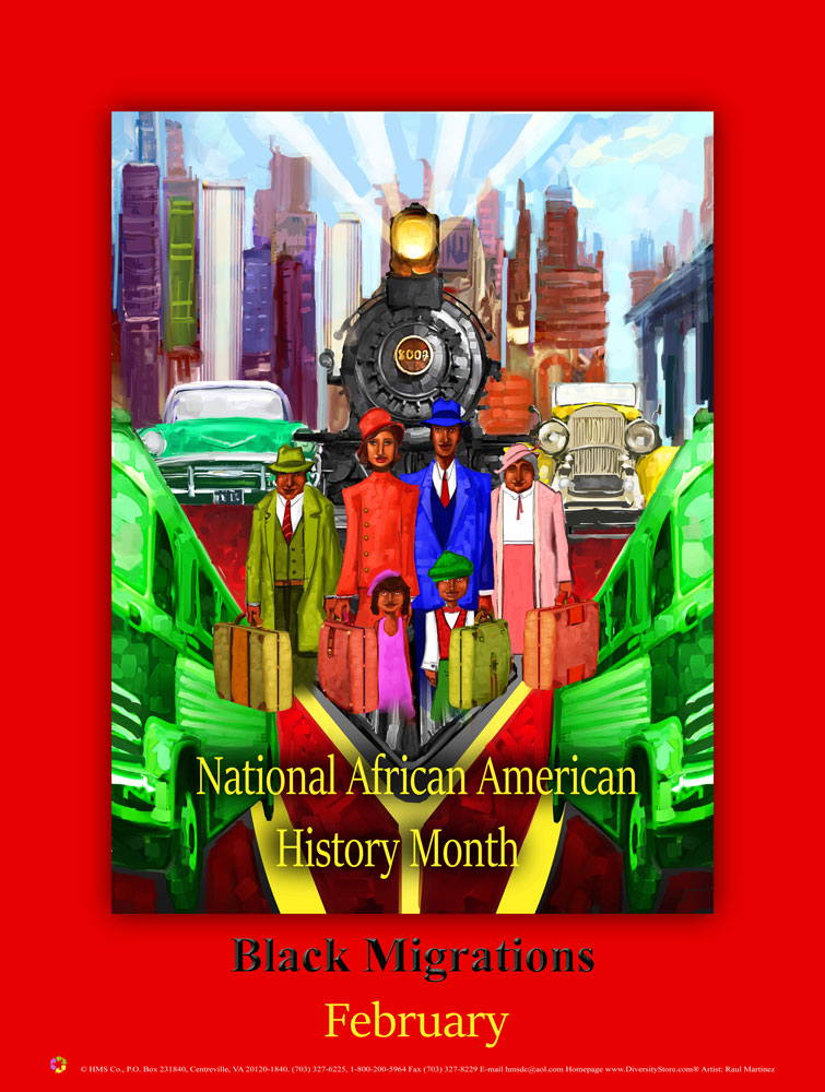 Item# B19A24x36 2019 African American History Month (Custom Made size 24x36") Black Migrations (OM) -  DiversityStore.Com®