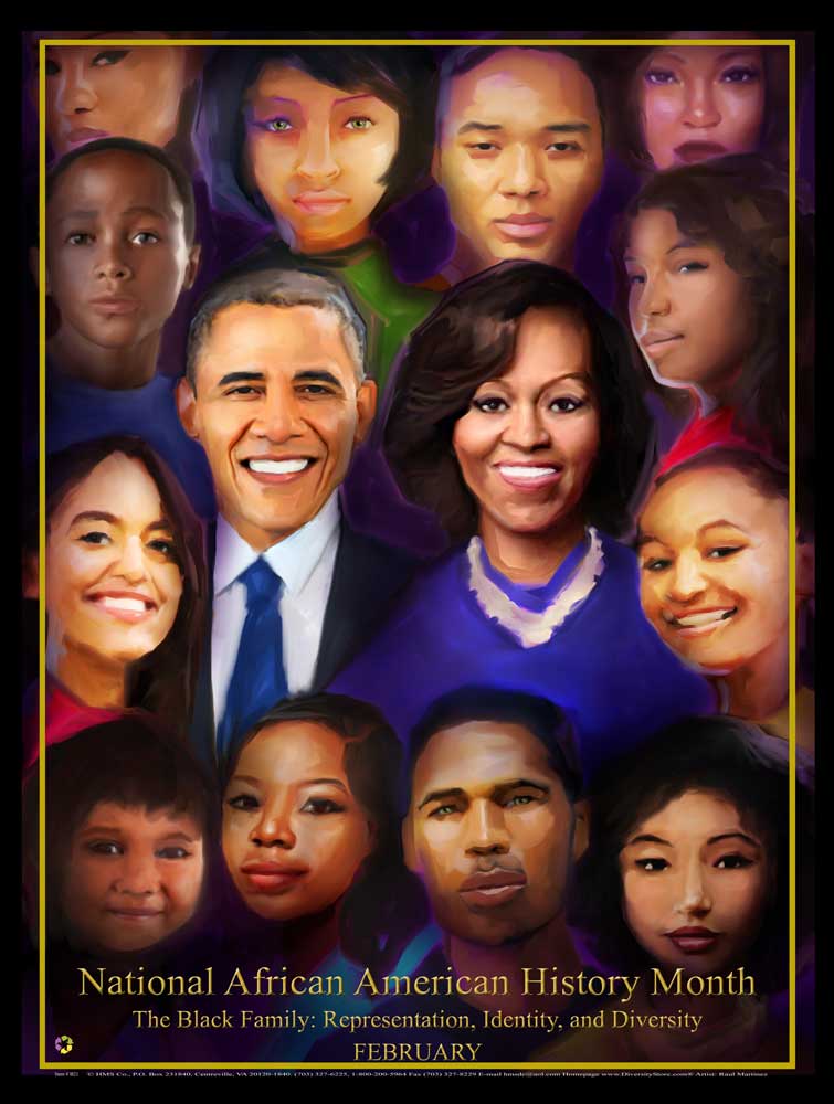 Item# B21A24x36 2021 African American History Month (Custom Made size 24x36") The Black Family: Representation, Identity, and Diversity