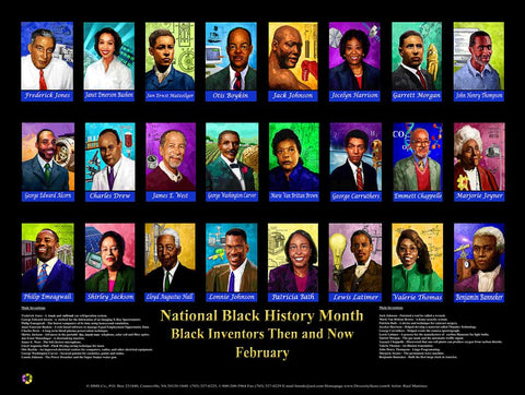 Item# BNV24x36 Custom Made 24x36 inch National Black History Month Black Inventors $49.95 (GSA) -  DiversityStore.Com®