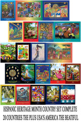 Hispanic Heritage Country Poster Set  All Countries - Item# HCS21 (Includes 20 Hispanic Countries  &  1 USA)