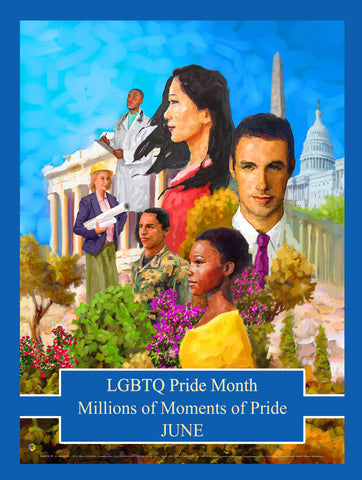 Item# GL1924x36 Custom Made (24x36 inches $49.95) 2019 LGBTQ Pride Month - Millions of Moments of Pride -  DiversityStore.Com®