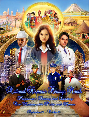 Item#  H13 National Hispanic Heritage Month Poster Serving and Leading Our Nation (GSA) -  DiversityStore.Com®