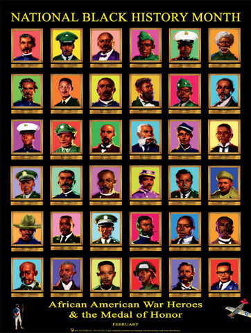 Item# B18 (18x24") National Black History Month Theme: African American War Heroes & the Medal of Honor