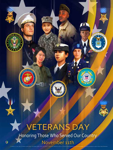 Item# VET2024x36 (Custom Made 24x36") Veterans Day Honoring Those Who Served Our Country .. (OM) -  DiversityStore.Com®