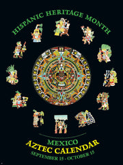 Item# HAZ Mexico - Hispanic Heritage Month Mexico Aztec Calendar Poster